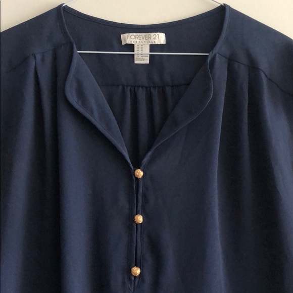 Navy blue blouse with gold buttons - Picture 2 of 2